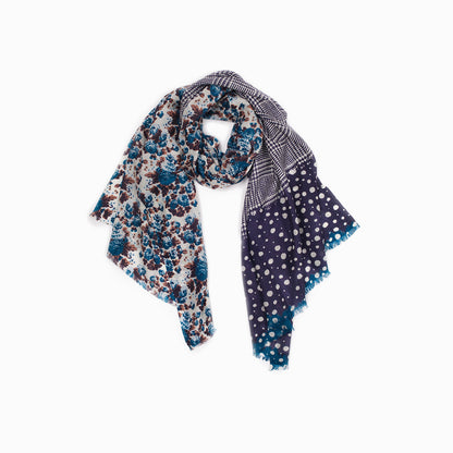 Ugg 100% Australian Merino Wool Scarf Purplish Blue and Check-Scarves-PEROZ Accessories