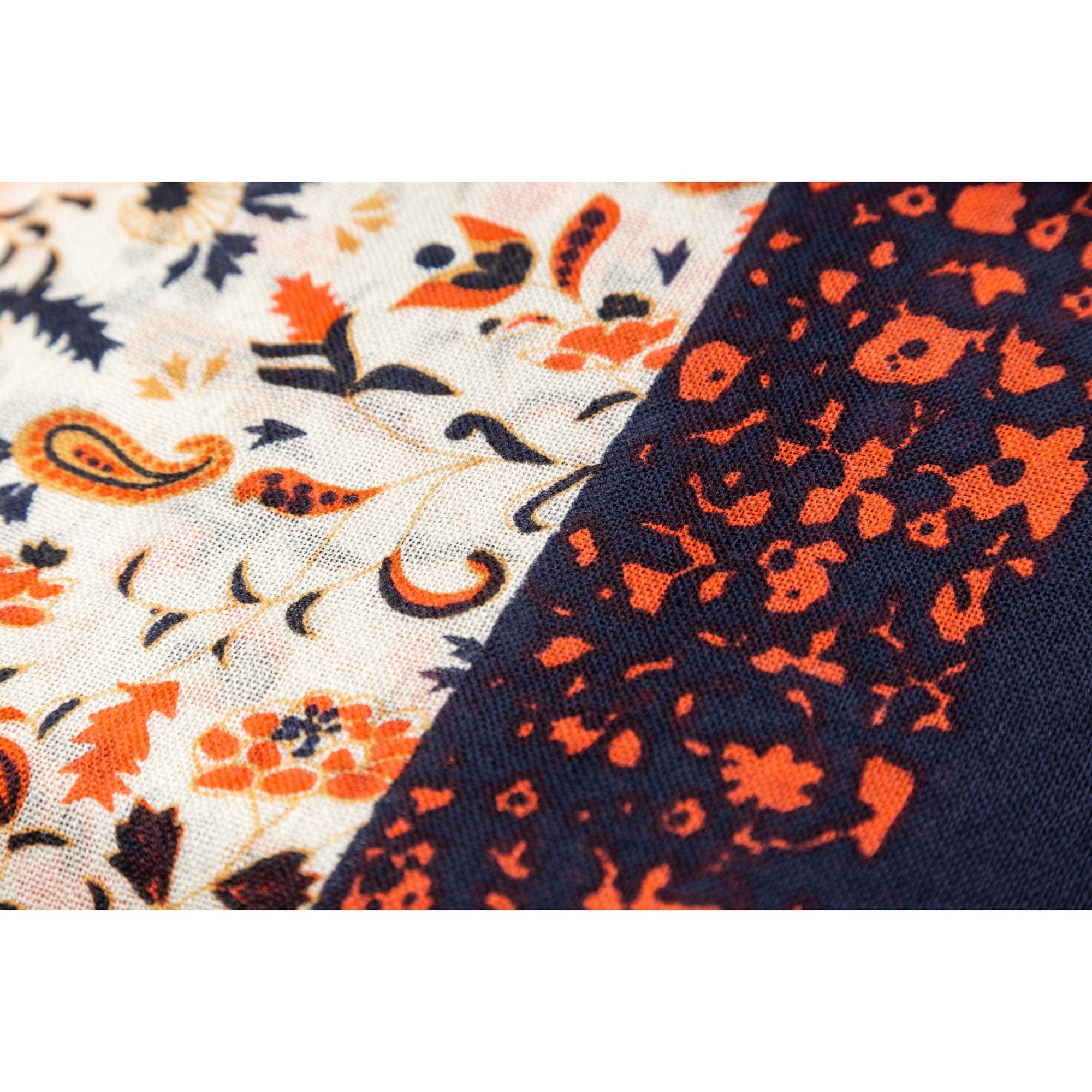 100% Australian Wool Print Scarf Orange Floral-Scarves-PEROZ Accessories