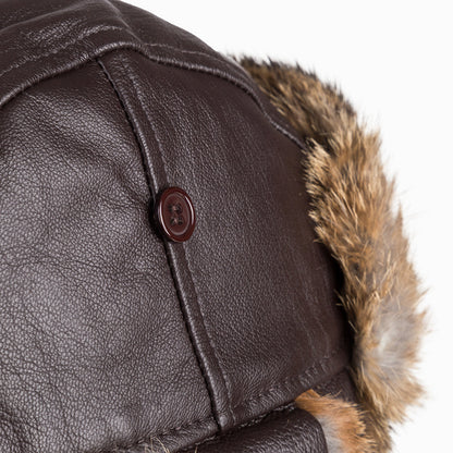 Ugg Vintage Rodeo Leather Rabbit Fur Aviator Hat-Hats-PEROZ Accessories