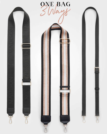 Monica &quot;Wear It 3 Ways&quot; Giftbox - Metallic Stripe, Monogram &amp; Matching Bag Strap-Gift-PEROZ Accessories