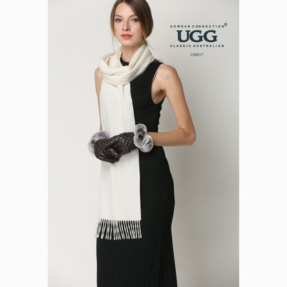 Ugg Cashmere &amp; Wool Scarf Off White-Scarves-PEROZ Accessories