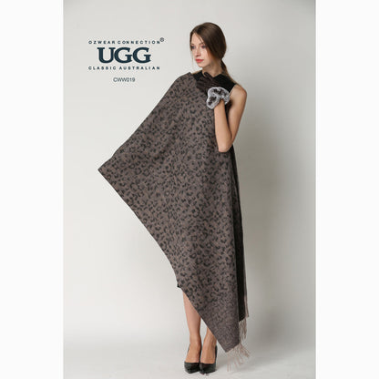 Ugg Cashmere &amp; Wool Wrap Tan and Black-Wrap-PEROZ Accessories