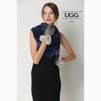 Ugg Cashmere &amp; Wool Scarf Purple and Blue-Scarves-PEROZ Accessories