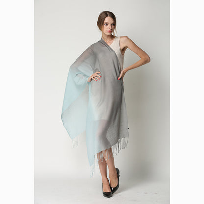 Ugg 100% Merino Wool Tie Dye Scarf Aqua and Grey-Scarves-PEROZ Accessories