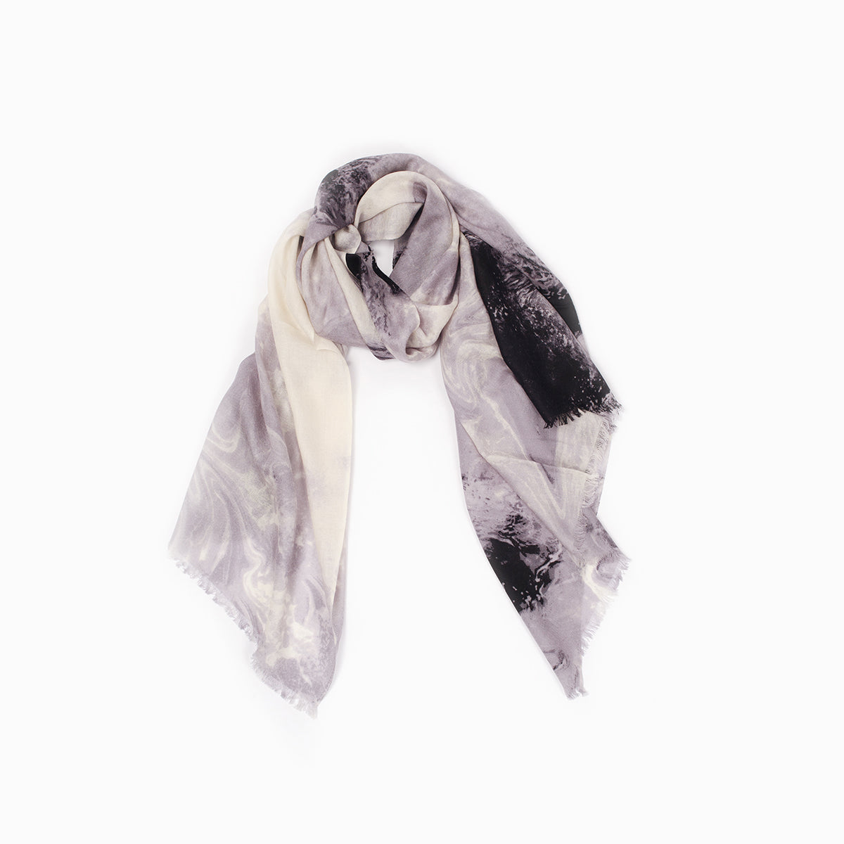 Ugg 100% Australian Merino Wool Scarf Ivory and Black-Scarves-PEROZ Accessories