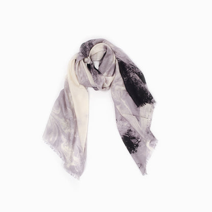 Ugg 100% Australian Merino Wool Scarf Ivory and Black-Scarves-PEROZ Accessories