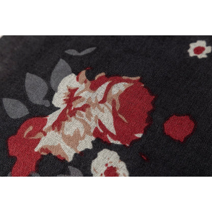 100% Australian Wool Print Scarf Black Floral-Scarves-PEROZ Accessories