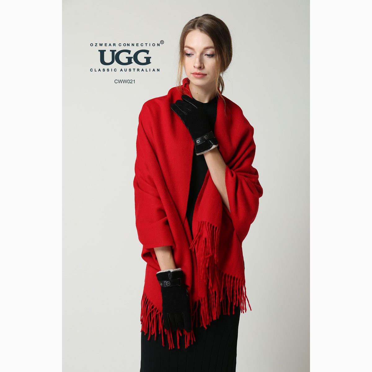 Ugg Cashmere &amp; Wool Wrap Red-Wrap-PEROZ Accessories