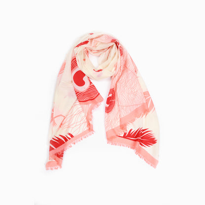 Ugg 100% Australian Merino Wool Scarf Cream and Coral-Scarves-PEROZ Accessories