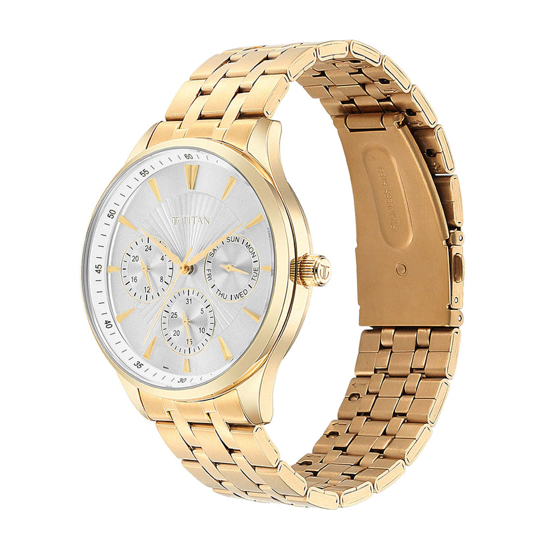 Titan Opulent III Silver Dial Multifunction Watch for Men-PEROZ Accessories