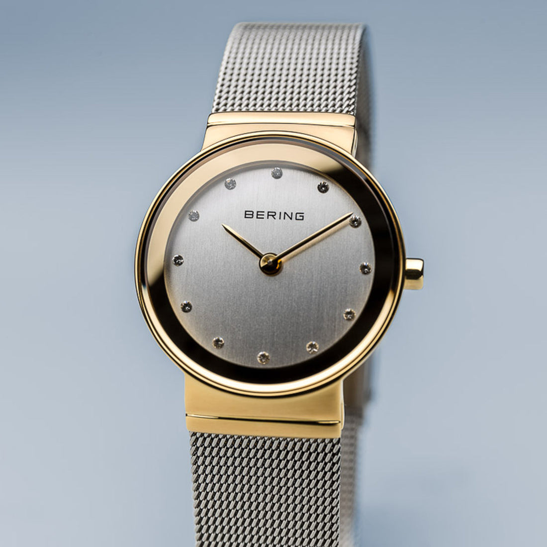 Bering Classic Polished Gold Silver Mesh Watch-PEROZ Accessories