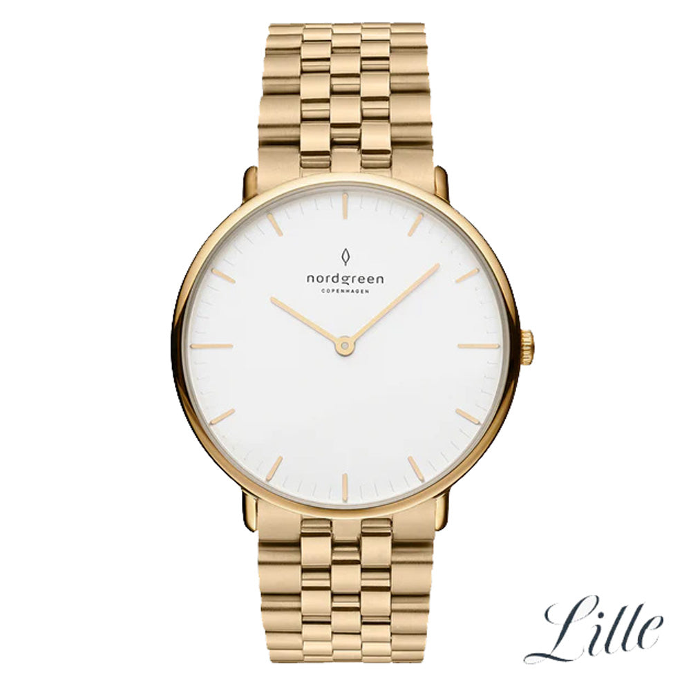 Nordgreen Native 28mm Gold 5 Link Stainless Steel Strap Watch-PEROZ Accessories