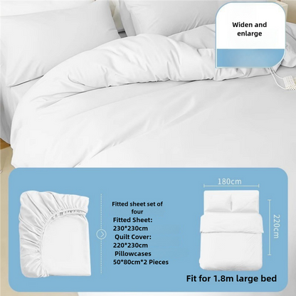 4 Packaging White Disposable Travel Bedding Set - Waterproof &amp; Clean, Soft Non-Woven Fabric, 4 Pieces Set for Twin Beds-Home &amp; Garden > Bedding > Bed Sheets-PEROZ Accessories