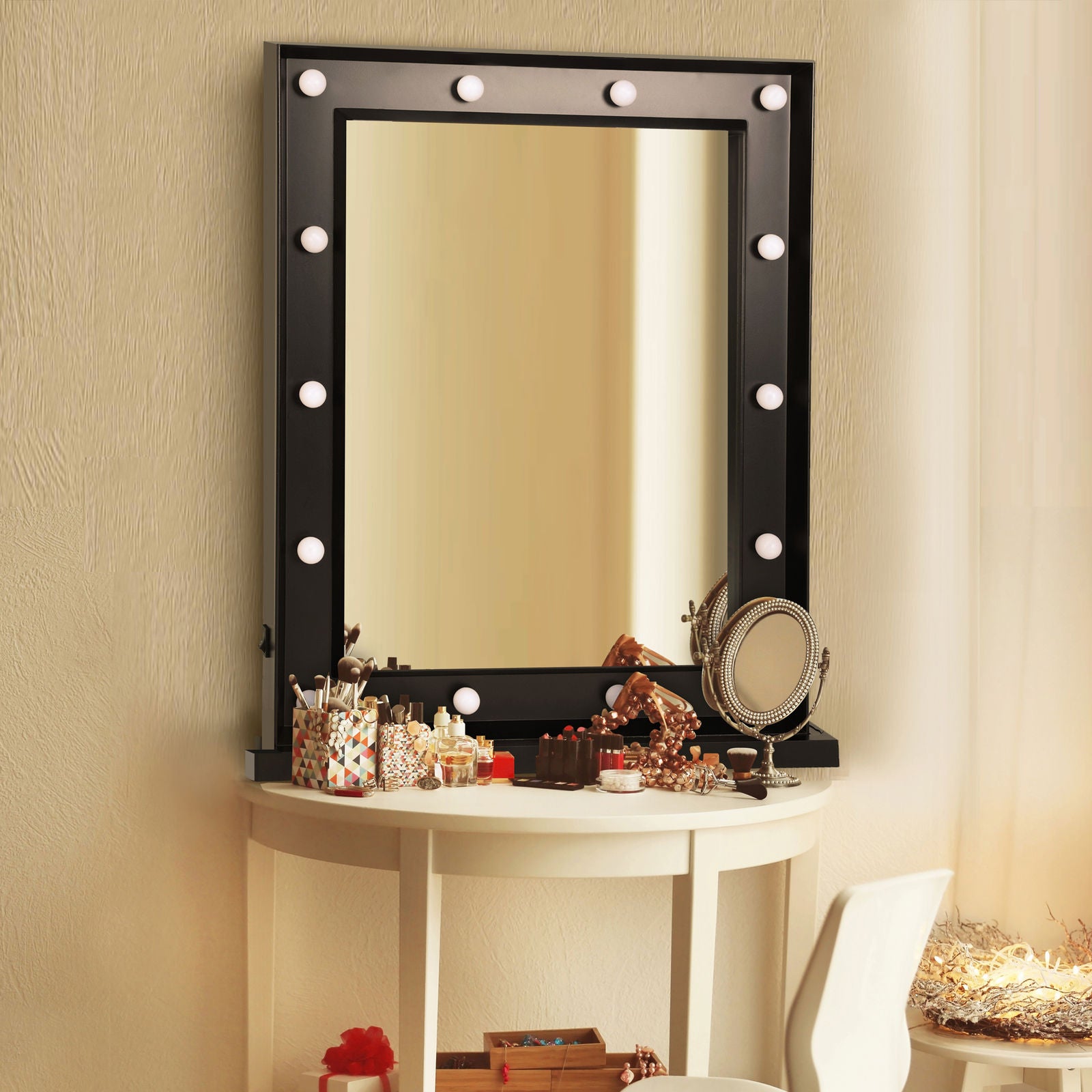 Paris Glam Hollywood Vanity LED Illuminated Light Make-Up Cosmetic Mirror-Mirrors-PEROZ Accessories