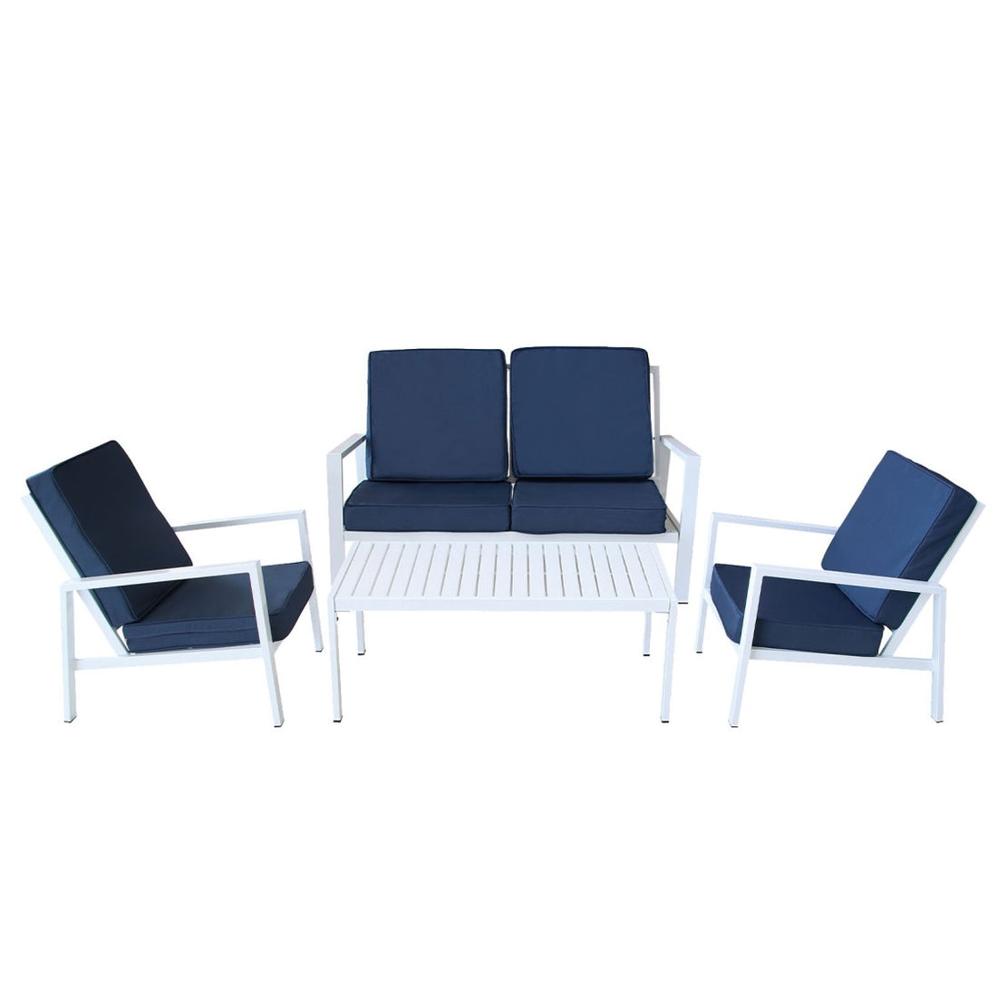 Milano 4pc Outdoor Furniture Lounge Patio Setting Coffee Table Chairs Garden Set-Outdoor Chairs &amp; Lounges-PEROZ Accessories