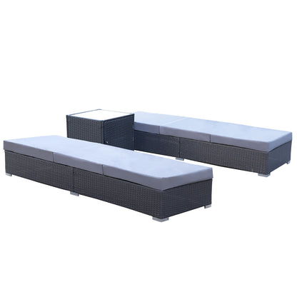 Milano Outdoor 3pc Sun Lounge Pool Bed Deck Rattan Chair Adjustable Furniture-Outdoor Chairs &amp; Lounges-PEROZ Accessories