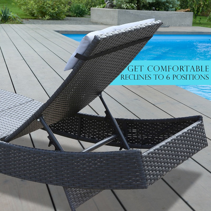 Milano Outdoor Sun Lounge Pool Bed Deck Rattan Chair Curved Design Wicker Sofa-Outdoor Chairs &amp; Lounges-PEROZ Accessories