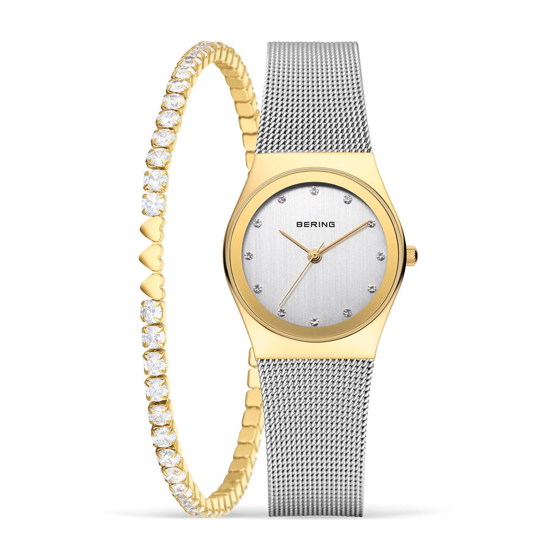 Bering Classic Gift Set 27mm Gold Silver Stainless Steel Strap with Gold Bracelet Watch-PEROZ Accessories