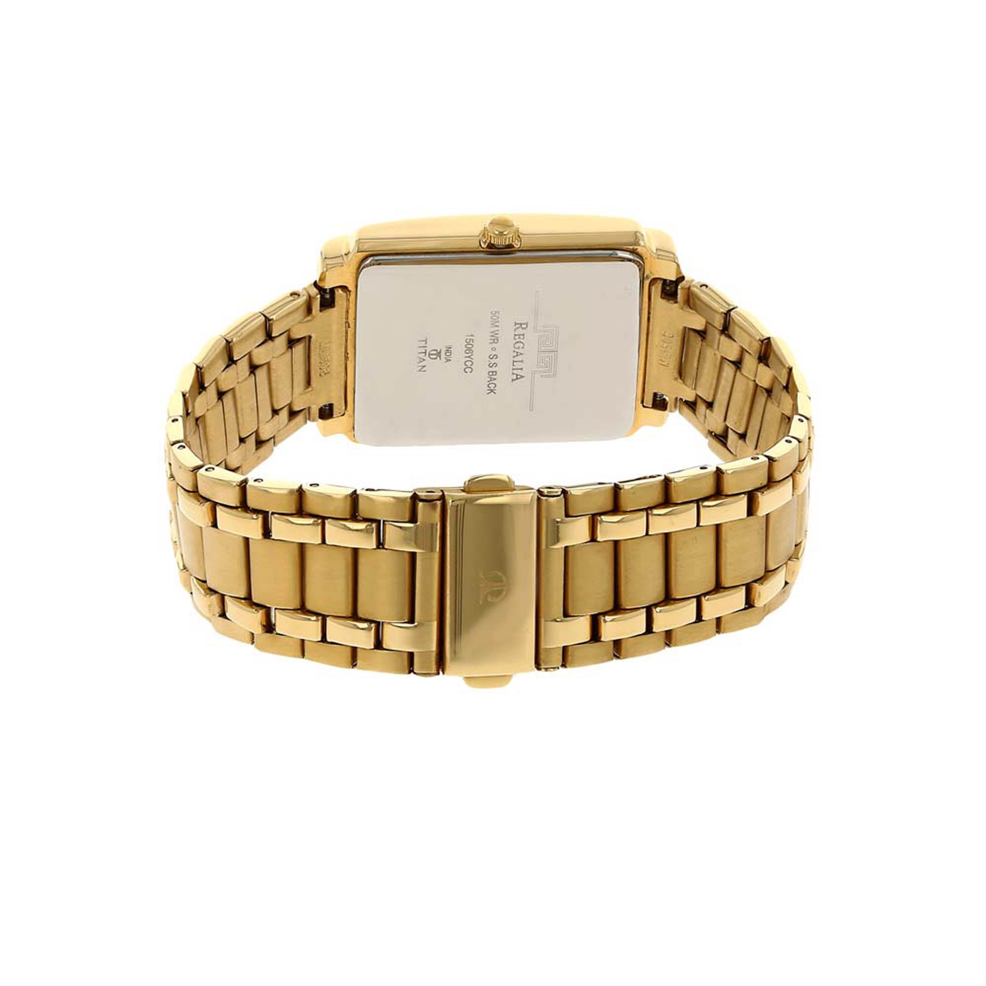 Titan Quartz Analogue with Day and Date Champagne Dial Stainless Steel Strap watch for Men-PEROZ Accessories
