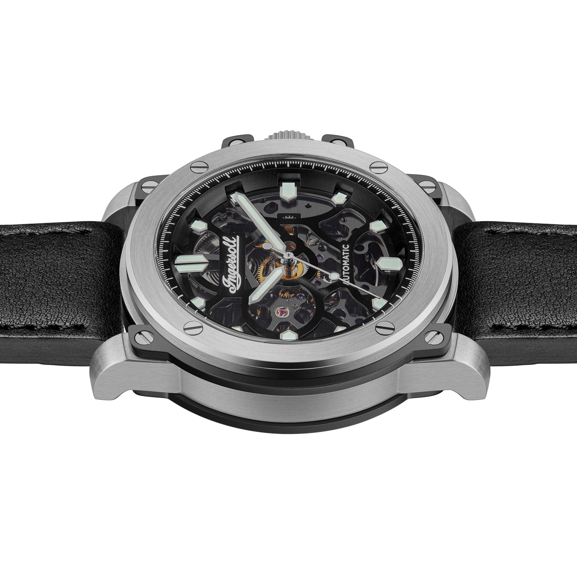 Ingersoll The Freestyle Automatic Black Leather Strap Watch-PEROZ Accessories