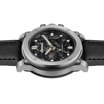 Ingersoll The Freestyle Automatic Black Leather Strap Watch-PEROZ Accessories