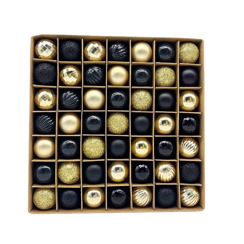 49-Piece Christmas Ornament Set - 3cm Black, Gold Baubles for Christmas Tree Decoration-Occasions > Christmas > Christmas Decorations-PEROZ Accessories