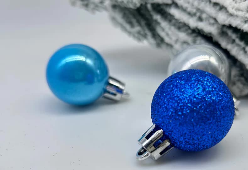 49-Piece Christmas Ornament Set - 3cm Blue, Silver Baubles for Christmas Tree Decoration-Occasions > Christmas > Christmas Decorations-PEROZ Accessories