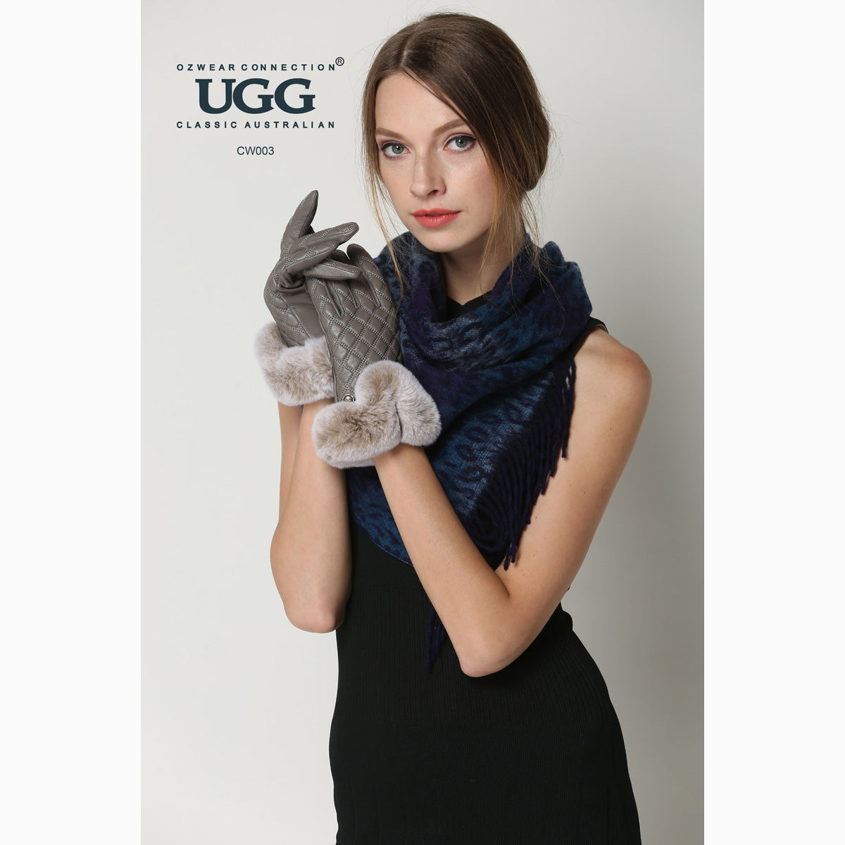 Ugg Cashmere &amp; Wool Scarf Purple and Blue-Scarves-PEROZ Accessories