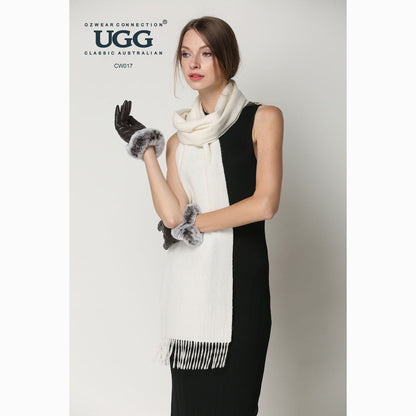 Ugg Cashmere &amp; Wool Scarf Off White-Scarves-PEROZ Accessories