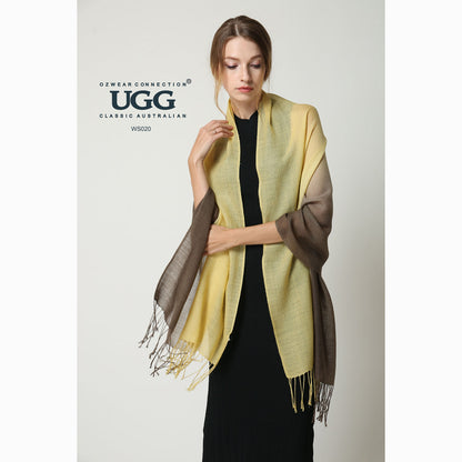 Ugg 100% Merino Wool Tie Dye Scarf Lemon and Brown-Scarves-PEROZ Accessories