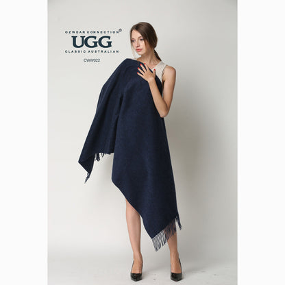 Ugg Cashmere &amp; Wool Wrap Navy-Wrap-PEROZ Accessories