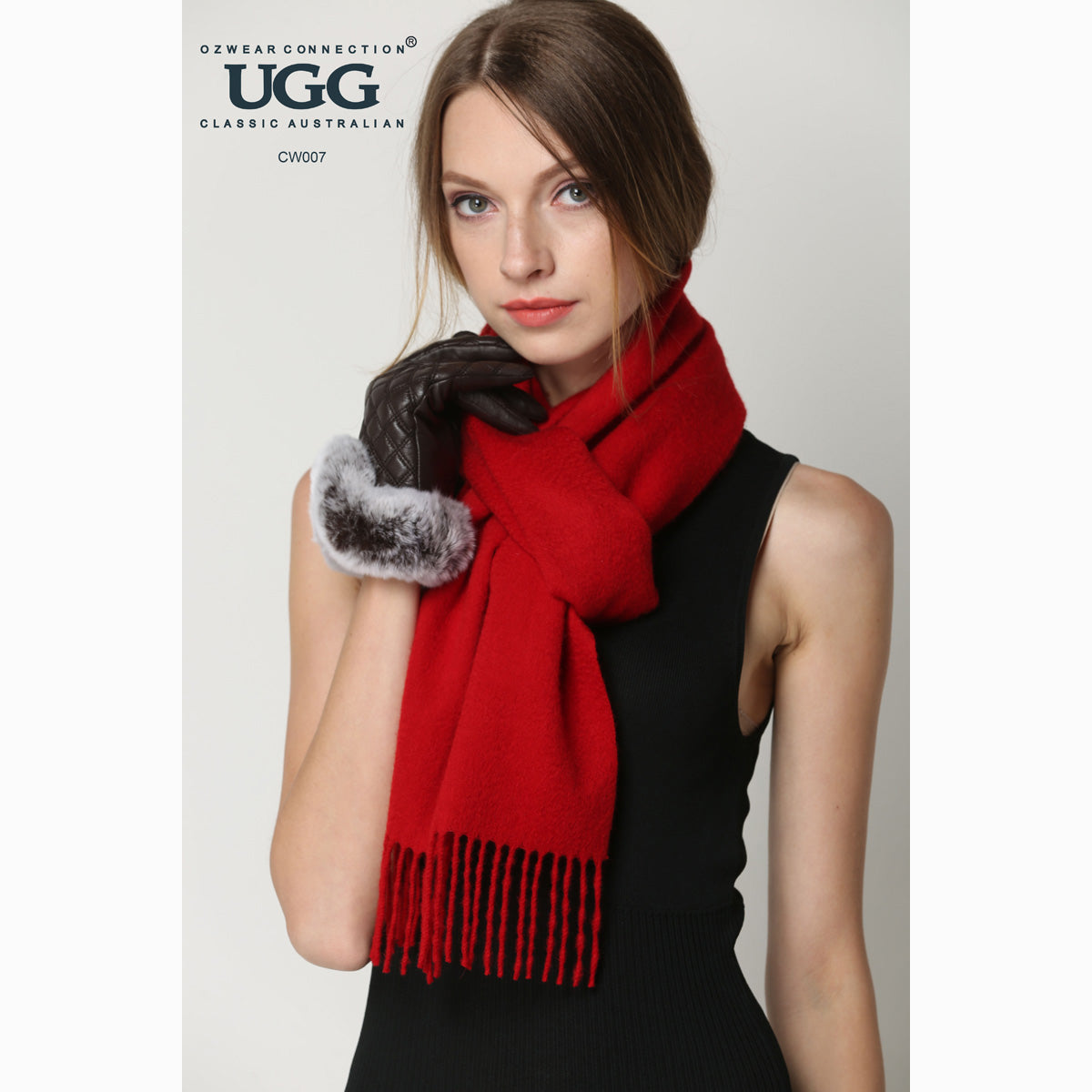 Ugg Cashmere &amp; Wool Scarf Tomato-Scarves-PEROZ Accessories