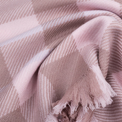 Ugg Fringed Check Wool Scarf Pink and Check-Scarves-PEROZ Accessories