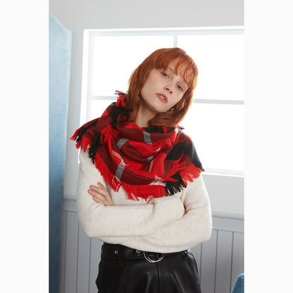 Ugg Fringed Check Wool Scarf Red and Check-Scarves-PEROZ Accessories