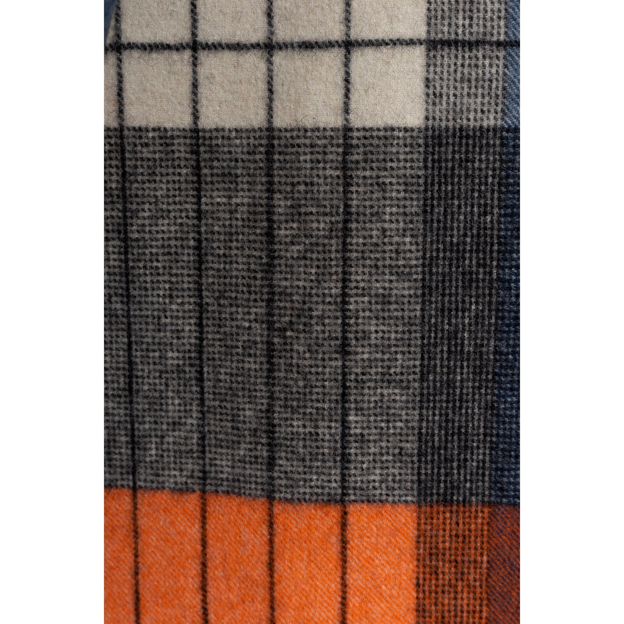 Ugg 100% Wool Scarf Ivory and Orange Blue Check-Scarves-PEROZ Accessories