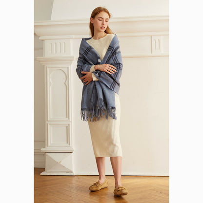 Ugg 100% Australian Merino Wool Reversible Wrap Steel Blue-Wrap-PEROZ Accessories