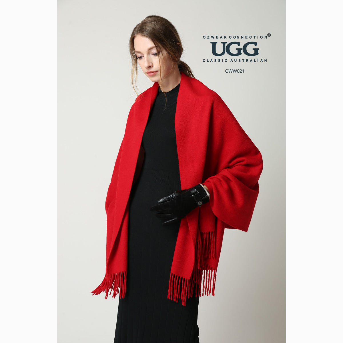 Ugg Cashmere &amp; Wool Wrap Red-Wrap-PEROZ Accessories