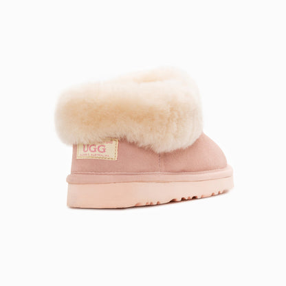 Ugg Slippers Collar Unisex Premium Sheepskin Slippers Suede-Slippers-PEROZ Accessories