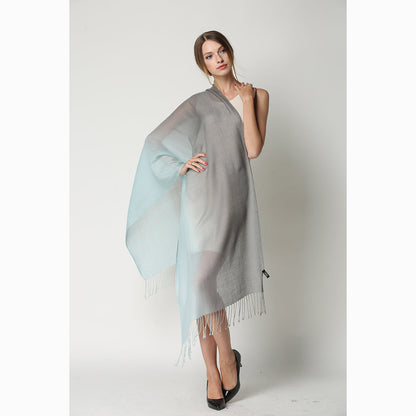 Ugg 100% Merino Wool Tie Dye Scarf Aqua and Grey-Scarves-PEROZ Accessories