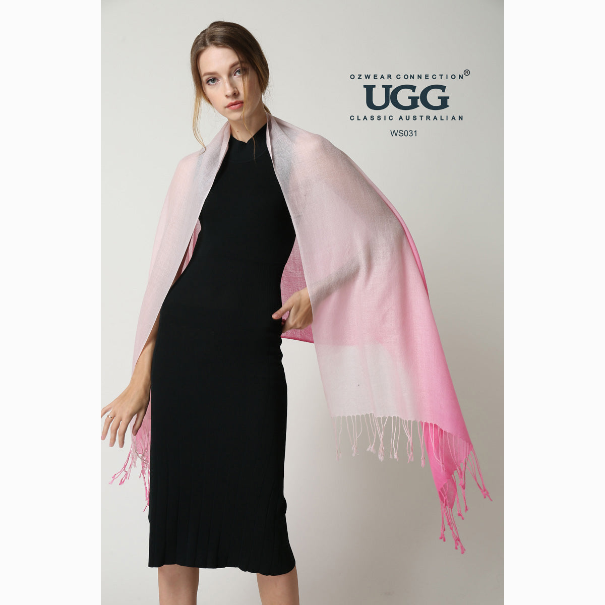 Ugg 100% Merino Wool Tie Dye Scarf Pink and Rose-Scarves-PEROZ Accessories
