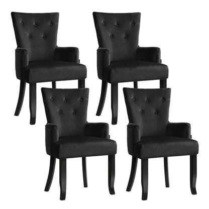 4x Artiss Dining Chairs Velvet French Provincial Armchair Black-Furniture > Bar Stools &amp; Chairs > Arm Chairs &amp; Recliners-PEROZ Accessories