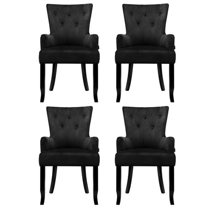4x Artiss Dining Chairs Velvet French Provincial Armchair Black-Furniture > Bar Stools &amp; Chairs > Arm Chairs &amp; Recliners-PEROZ Accessories