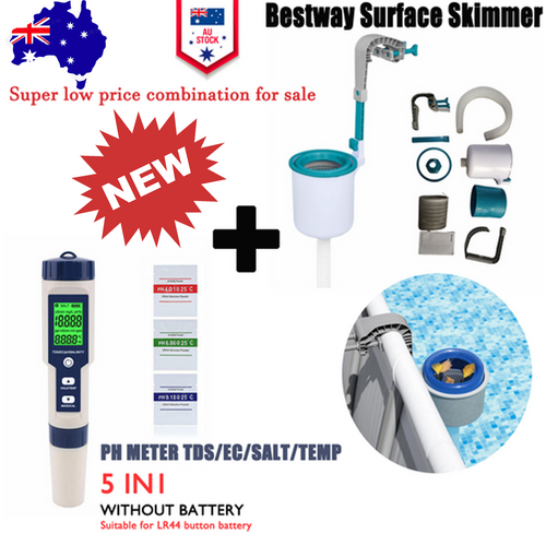 5 in 1 PH Meter Water Quality Monitor Tester Pen and one Bestway Surface Skimmer-Home &amp; Garden > Pool &amp; Accessories > Pool Sweeps &amp; Vacuums-PEROZ Accessories