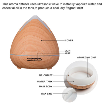 Essential Oils Ultrasonic Aromatherapy Diffuser Air Humidifier Purify 400ML-Home Fragrances-PEROZ Accessories