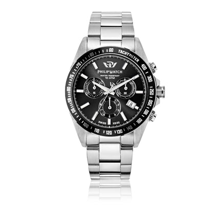 Philip Watch Caribe Black Stainless Steel Bracelet Chronograph-Watches-PEROZ Accessories