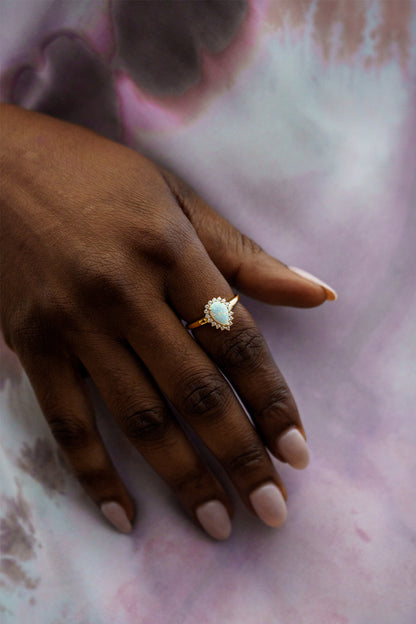 OPAL GLOW ROZELLE WHITE CREATED OPAL RING GOLD-PEROZ Accessories