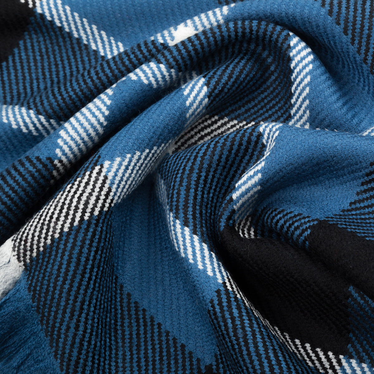 Ugg Fringed Check Wool Scarf Blue and Check-Scarves-PEROZ Accessories