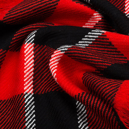 Ugg Fringed Check Wool Scarf Red and Check-Scarves-PEROZ Accessories