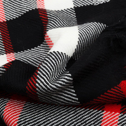 Ugg Fringed Check Wool Scarf Black and Check-Scarves-PEROZ Accessories