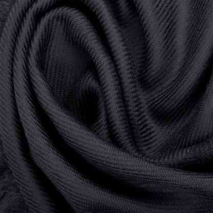 Ugg Fringed Check Wool Scarf Black-Scarves-PEROZ Accessories